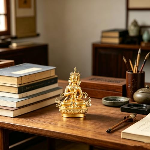 Vajrasattva 14.5cm Gold Buddha Alloy Metal Buddhist Sculpture Suppliers Home/Office Decorate Statue Craft Antique
