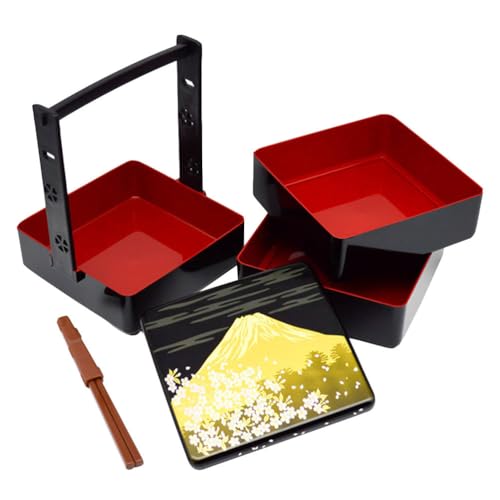 Luxshiny Sushi Box 3 Layer Bento Box with Spill Proof Lid Japanese Bento Picnic Container for Sushi Storage Lunch Travel and Grain or Cereal Storage 7.87 X 6.10 X 6.10 in