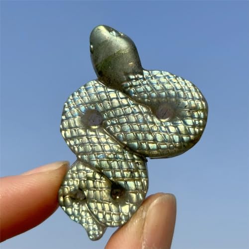 2" Labradorite Snake Figurine Hand Carved Healing Crystal Animal Statue Sculpture Home (Labradorite)