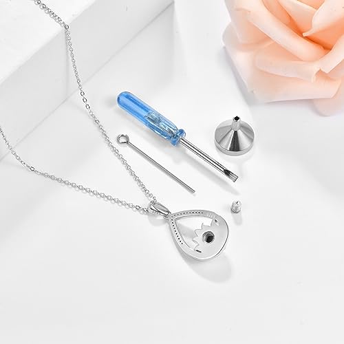 TANGPOET Ashes Necklace 925 Sterling Silver Urn Necklace, Cremation Jewellery for Ashes, Memorial Keepsake Pendant, Gifts for Mum Dad Women Men Pet, with Funnel Filler Kit Lotus flower
