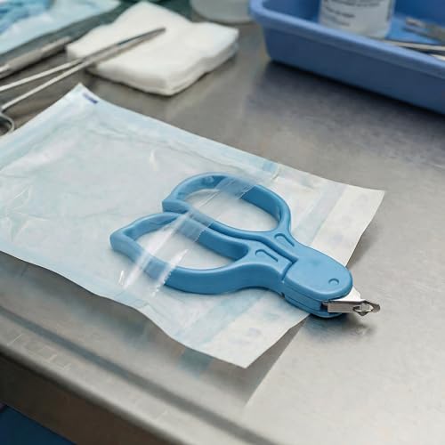 KMINA Staple Remover Sterile 97 x 5.4 mm Stainless Steel Blue (Pack of 20) | Medical skin clip remover, scissor handles with ergonomic design, ABS handle, latex-free, individually packaged