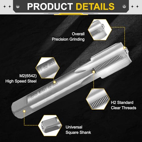 QUARKZMAN Metric Hand Tap M18 x 1 HSS6542(M2) Right Hand Middle Tap for Cast Iron, Copper, and Plastic | Metric right-handed middle tap for cast iron, copper, and plastic