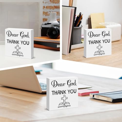 Christian Home Sign Wooden Block Sign Inspirational Religious Gifts for Women Men Office Decor Wooden Easter Prayer Christmas Housewarming Gift Farmhouse Shelf Desk Decor Signs Baptism Faith Gifts Faith Decor