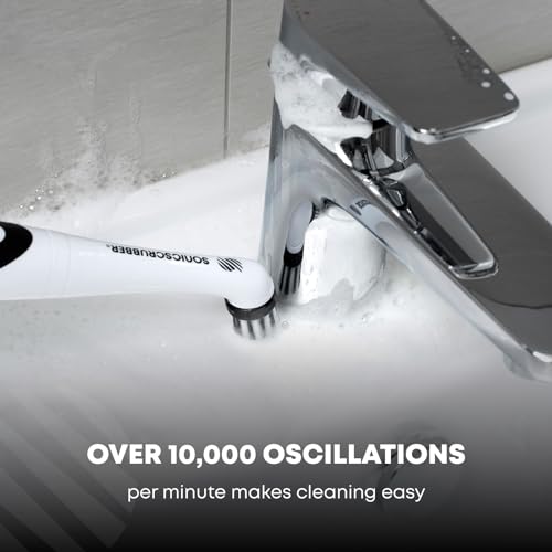 SonicScrubber Household Cleaning Brush - Electric Scrubbing Brush - Home, Kitchen & Bathroom - Removes Mould & Cleans Grout (Washing-Up System) Washing-up System