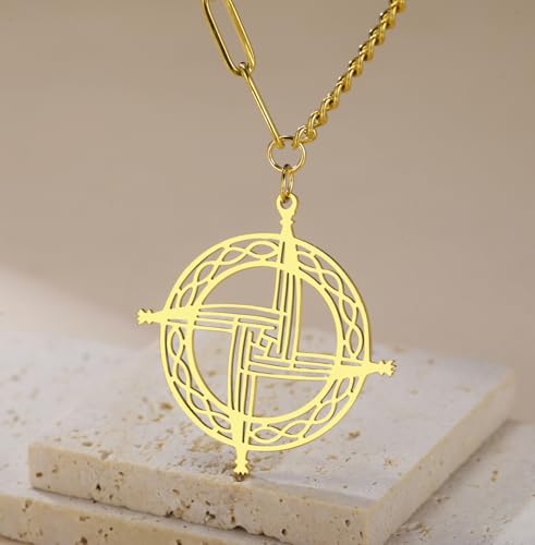 St Brigid's Cross Necklace Traditional Saint Bridget Pendant Irish Celtic Cross Amulet Christian Religious Jewelry Gift for Women Men gold 2