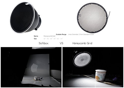 Godox Standard Reflector 7"/18cm Diffuser with 20/40/60 Honeycomb Grid