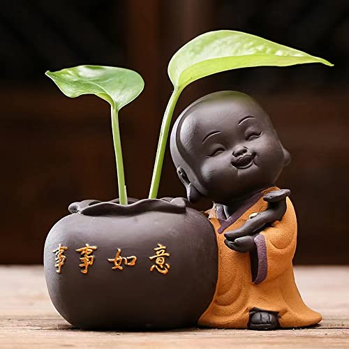 Creative Simple Ceramic no Phase Buddha Figure Monk hydroponic Flower Arrangement Device Home Office Desktop Small Ornaments (蓝色)