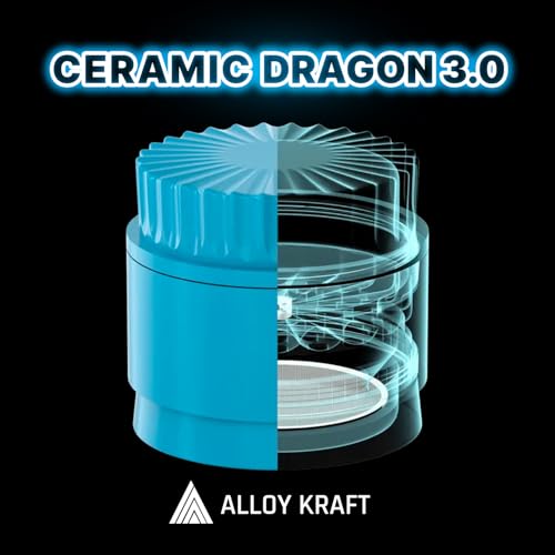 Premium Ceramic Grinder CERAMIC DRAGON 3.0 | Dragon Crystal Ceramic Coating | 5 Pieces with N52 Magnets | 62 mm Ø | Grinder for Herbs and Spices. Blue
