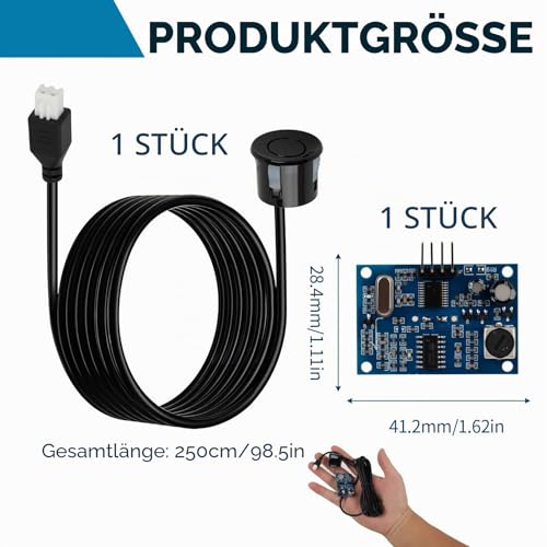 JSN-SR04T Ultrasonic Distance Sensor Module, Ultrasonic Sensor JSN-SR04T, Ultrasonic Distance Sensor, Distance Measuring Module, Waterproof JSN-SR04T, 5V Integrated Distance Sensor for Precise Measurements