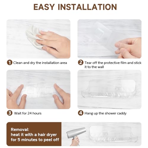 Acrylic Shower Shelves 2 Pack, Adhesive Clear Bathroom Shelf, Plastic Shower Caddy with Self Adhesive Tape, No Drilling, Wall Mounted Shower Organizer for Bathroom Storage & Kitchen Clear-2 Pack Medium