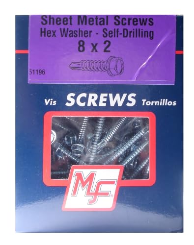 BuildRight #8 x 2-inch silver hex washer self-drilling screws, 1-pound box