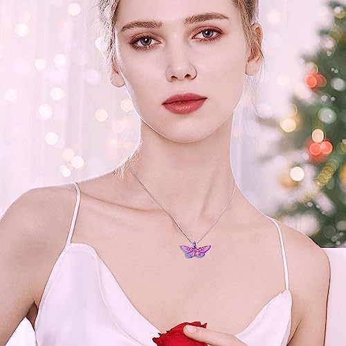 Minicremation Cremation Jewelry for Ashes - Memorial Keepsake Butterfly Necklace Urn Pendant for Beloved's Ashes Colorful