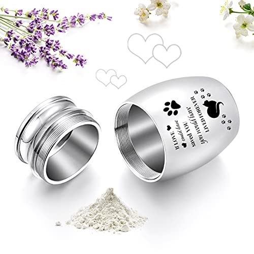 Small Cat Urn for Ashes 1.57 Inches Tiny Cremation Urn Mini Pet Paw Keepsake Stainless Steel Mini Urn for Cat Ashes Holder S Silver