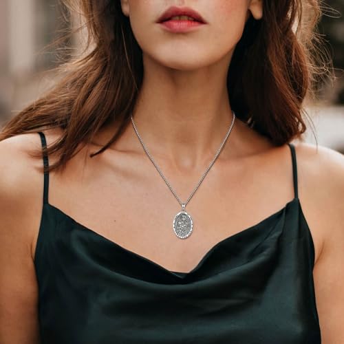 INFUSEU Catholic Religious Pendant Necklaces for Men Women, Saint Michael Christopher Benedict Crucifix Faith Jewelry, 22-24 Inch Chain St Joan of Arc Silver
