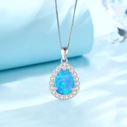 Urn Necklaces for Ashes for Women 925 Sterling Silver Cremation Memory Pendant Necklace Jewellery Keepsake for Human Ash Gifts Blue Opal