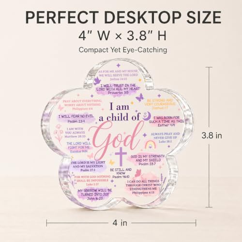 Christian Gifts for Women Decor, Flower Shape Acrylic Sign Multicolour 0870