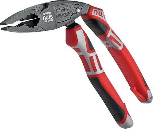 Alicate cabeza acodada multifunción NWS Serie 69 200 mm, acabado plateado y mangos ergonómicos negros