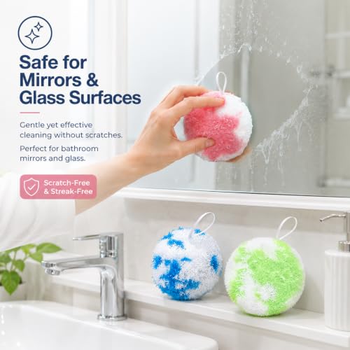 Bathroom Cleaning Ball Set of 3 Ceramic Sink Cleaning Brush Highly Efficient Cleaner for Sinks, Worktops, Tiles, Taps and Shower Heads