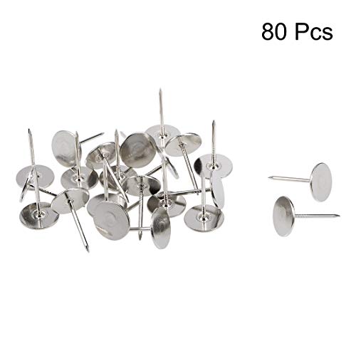 uxcell 80-piece silver tone upholstery nails, 16mm x 25mm furniture tacks for upholstery projects