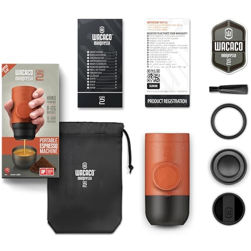 WACACO Portable Coffee Maker for Outdoor Compatible Ground Coffee, Manually Operated Espresso Maker, Espresso Machine Coffee On The Go, Ultra-Small (Copper Clay) Copper Clay