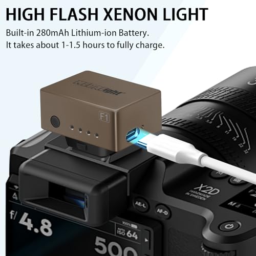 MEDALight F1 Mini Camera Flash Camera Flash Speedlite for Ricoh (GR3/GR3X,etc.) Fuji/Sony ZV1/Nikon/Canon,Digital Film Cameras,Portable Mini hot Shoe Flashlight for DSLR Cameras.(Brown Rosegold) Brown Gold