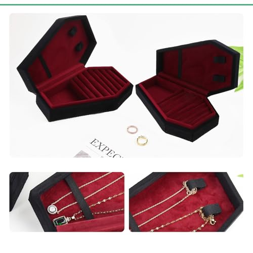 Velvets Jewelry Storage Box Coffin Necklace Earring Box Display Cases Desktop Decoration Jewelry Organizer Holder For Jewelry Necklace Display