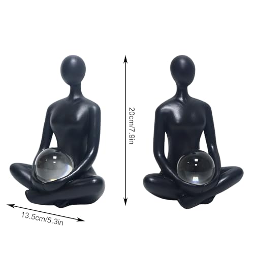 Yoga Girl Abstract Lady Woman Statue, Black, 7.9 inches Tall Black -Yoga