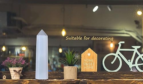 LAIDANLA Selenite Healing Crystals Wands 3.5-4" Natural Reiki Energy Wand Stone Hexagonal Point Obelisk Large Crystal Gemstones for Meditation Therapy Crystal Grid Gifts Decoration 1Pcs G-selenite