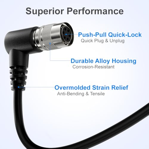 Alvin's Cables HR10A-7P-6S Hirose 6 Pin Female to Open End Power I/O Cable for Sony CCD, Basler, Keyence, Cognex, Baumer, Hikvision Industrial Camera, High Flex Shielded B-Type 16.4ft/5m Right angle 6 Pin B-Type