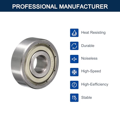 HiPicco 628ZZ Deep Groove Ball Bearings, ID 8mm x OD 24mm x Width 8mm Miniature Bearings, Double Metal Shielded Ball Bearing Chrome Steel Z2 Lever 20pcs 628ZZ 8x24x8mm