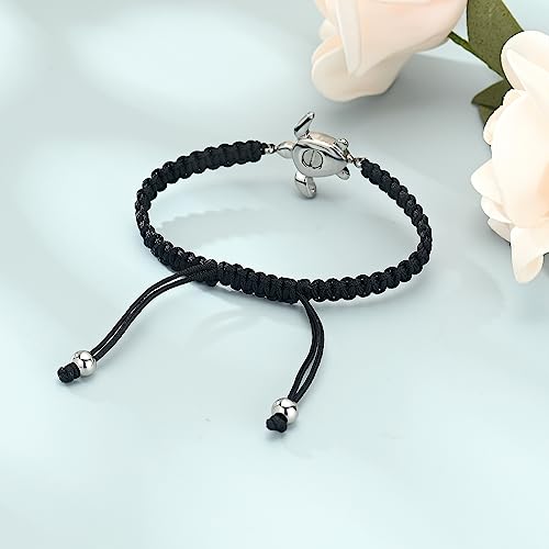 shajwo Cremation Jewelry Sea Turtle Urn Bracelet for Ashes for Women Men Memorial Adjustable Braided Ashes Bracelet Silver