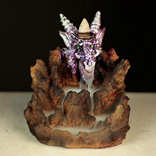 Puckator Purple Dragon LED Backflow Incense Burner - Home Zen Meditation Decor Accessories - Incense Waterfall Cone Burner - Spiritual Feng Shui Gothic Goth Relaxation Gifts Gift - Desk Ornaments