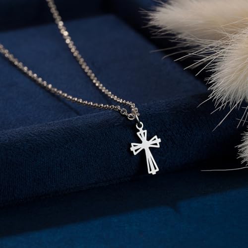 Cross Pendant Stainless Steel Necklace for Women Men Christian Jesus Chain Necklaces Religious Jewelry Gift Silver