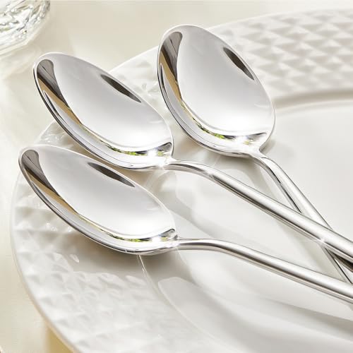 KINGSTONE 12-piece stainless steel dinner spoon set with 8.2-inch teaspoons, made of premium 18/10 stainless steel for elegant tableware