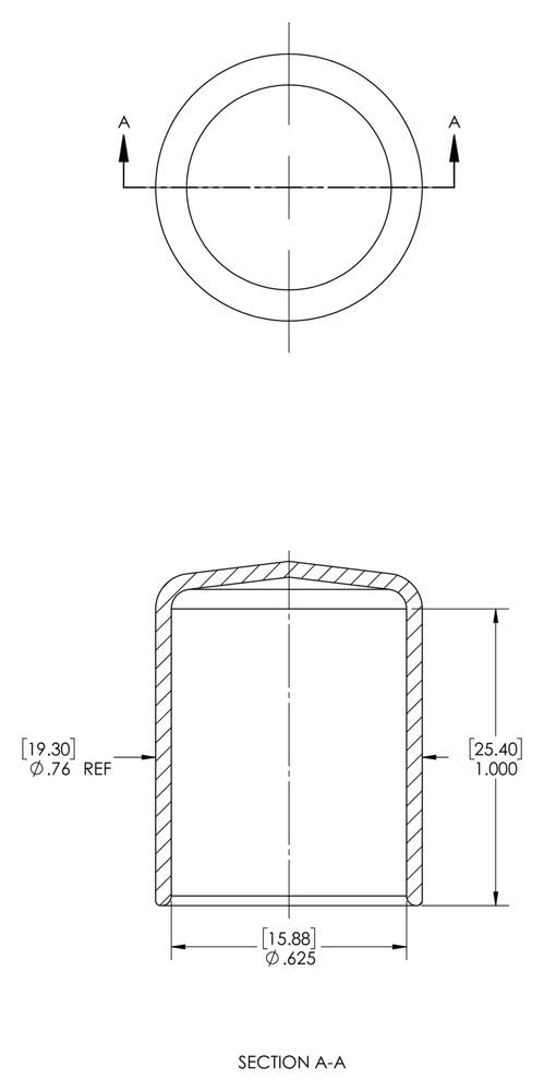 [Australia - AusPower] - Caplugs VC625-16 VC Series – Round Vinyl Cap, 50 Pack, Black Plastic, 0.625" W x 1.000" L Protective Closures, Thread Protectors, Dust and Moisture Seals, Masking, Plating, Color Coding (99394121) 100 