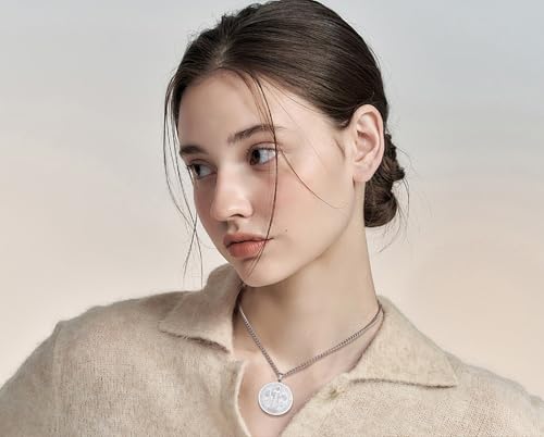 Amaxer Saint Benedict of Nursia Adjustable Necklace for Women Men Saints Medal Religious Protection Pendant Amulet Jewelry silver