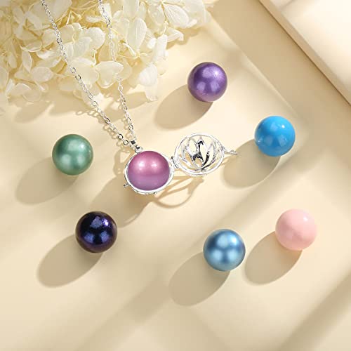Bola Necklace Pendant Lotus Yoga with Music Wishing Chime Ball for Women Mother Baby Beautiful Jewellery Gift 45" 30" Chain Violet Red