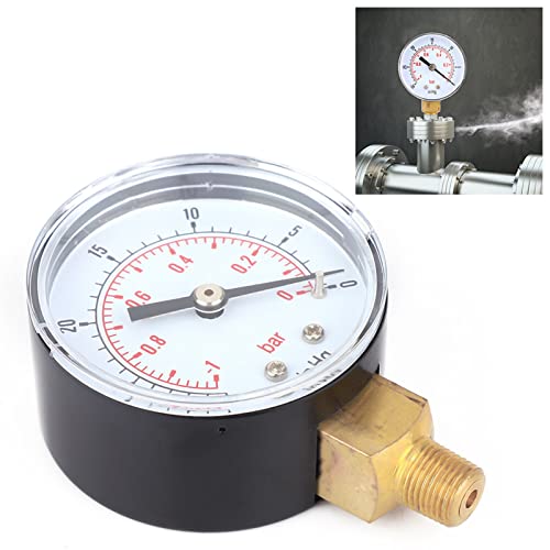 [Australia - AusPower] - 1/8 BSPT Vacuum Pressure Gauge with Floor Connection, 50 mm Dial Gauge, 1-0Bar -30-0inHg Dual Scale Pressure Gauge for Measuring Air, Water, Oil and Gas 