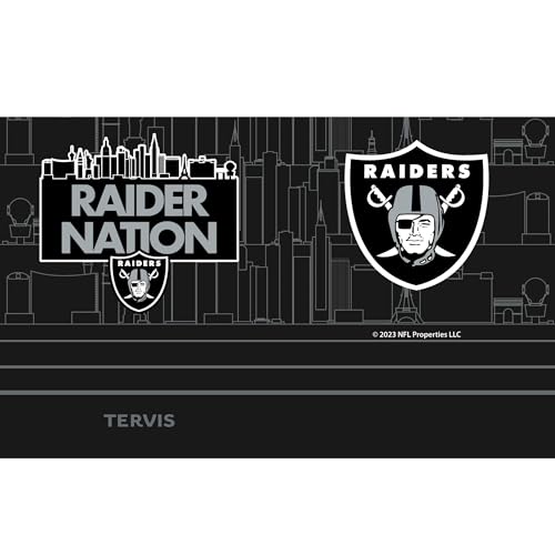 Tervis Traveler NFL Las Vegas Raiders - Raider Nation Slogan Triple Walled Insulated Tumbler Travel Cup Keeps Drinks Cold & Hot, 20oz, Stainless Steel