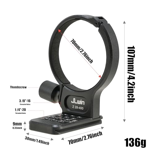 Hersmay 70mm Metal Lens Collar Tripod Mount Ring For NIKKOR Z 28-400mm f/4-8 VR Mirrorless Lens Tripod Collar Camera Lens Tripod Ring Adapter