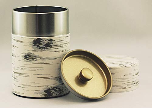 White Birch Tea Tin Canister: Long type 5.3oz (150g), Japan Long 5.3oz (150g)