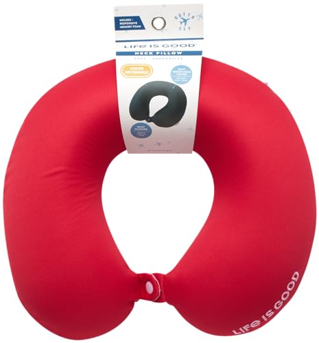 Life is Good Neck Pillow with Soft Memory Red