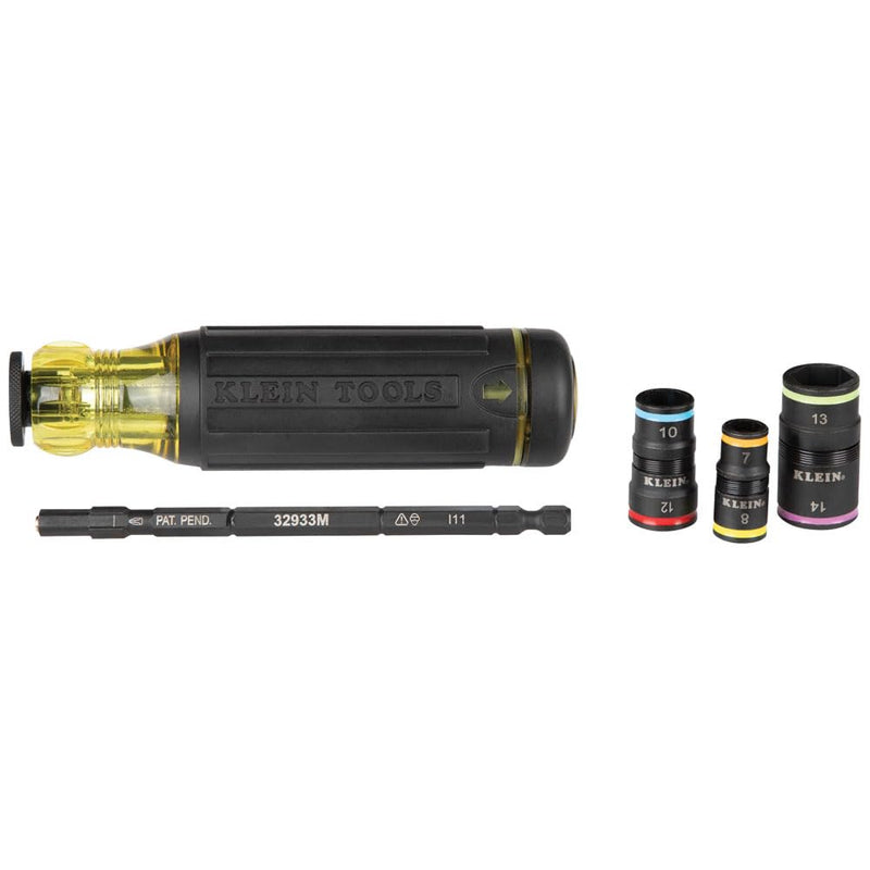 [Australia - AusPower] - Klein Tools 32933M 6-in-1 Metric Impact Socket Set, 3 Flip Sockets with 6 Metric Hex Sizes 7 mm to 14 mm 