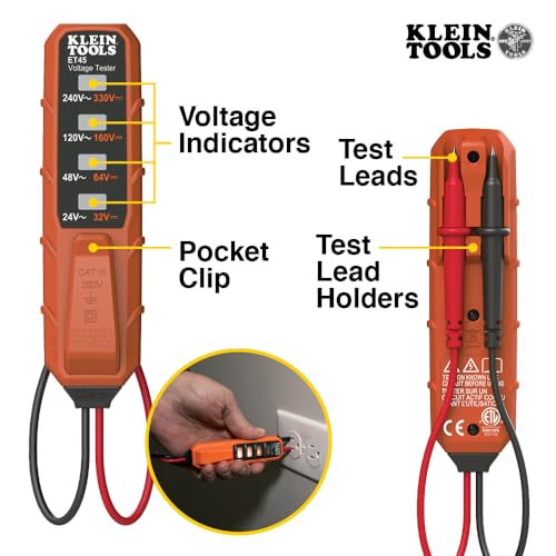 Klein Tools NCVT3PKIT dual-range non-contact voltage tester kit with flashlight for AC/DC voltage testing