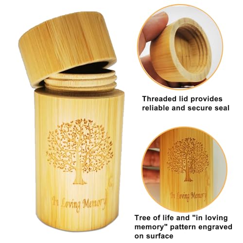 Biodegradable Small Scattering Urns for Human Ashes Adult, Eco Friendly Tubes with Tree of Life Pattern, 1.9''x3.8'', 2 Pcs Small,1.9''x3.8'',2 Pcs
