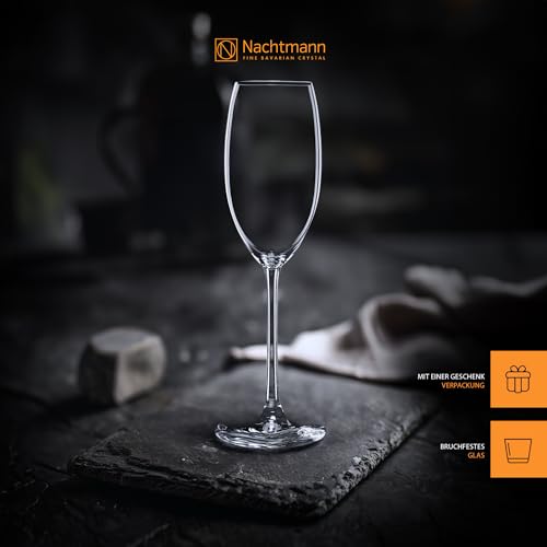 Set of Nachtmann Vivenci champagne flutes by Spiegelau, featuring elegant, clear glass with a delicate, tapered bowl for sparkling wine.