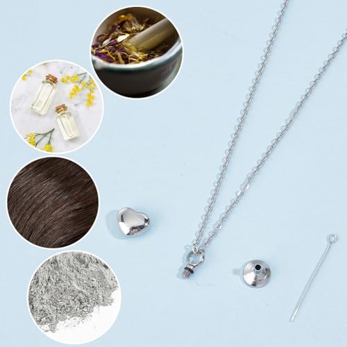 CREATCABIN 2 Packs Small Heart Cremation Jewelry Urn Necklaces, 1.2x1.7cm Silver