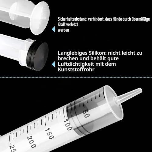 3 Packs Plastic Syringes with 3 Plastic Tubes for Oil or Glue Applicators, Experiments, Pet Feeding, Industrial Applications (100 ml + 150 ml + 250 ml)