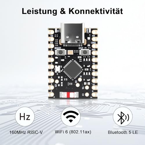 ESP32-C6 Mini Development Board ESP32 WiFi Bluetooth Board with 32-Bit Processor 160MHz Running Frequency USB Type-C ESP32 Development Board 2.4GHz Wi-Fi Compatible with Arduino (Pack of 3) 3 pieces