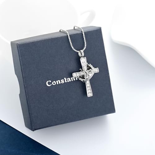 Crown Cross Cremation Necklace Ashes Jewelry Memorial Urn Pendant Silver